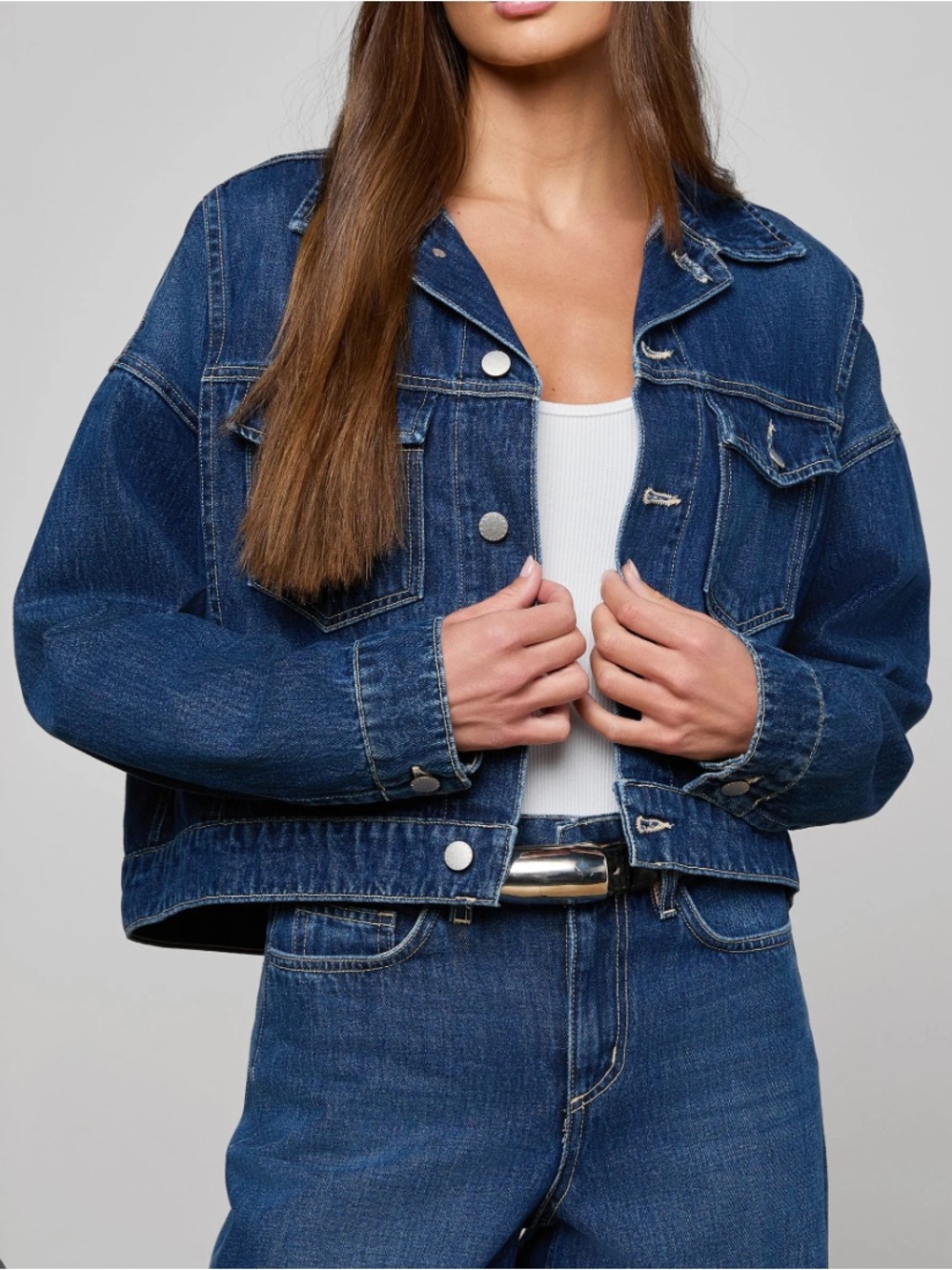 L'AGENCE Vianney Jeans Denim Jacket in rampart Dark Blue size Small